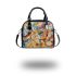 Abstract painting of musical notes and instruments shoulder handbag