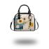 Abstract painting with simple lines and shapes shoulder handbag