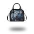 Angry white lion with dream catcher shoulder handbag