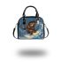 Baby monkey surfs with guitar and musical notes shoulder handbag
