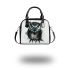 Black and white owl with bright teal eyes shoulder handbag