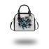 Black and white owl with turquoise highlights shoulder handbag