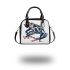 Blue and red colors on a white background shoulder handbag