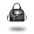 Blue and White Creatures in Dark Shoulder Handbag