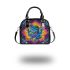 Blue frog with rainbow stripes on his body shoulder handbag