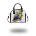 Blue macaw abstract design in the style shoulder handbag