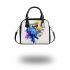 Blue macaw in the style of abstract watercolor shoulder handbag