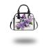 Butterflies and purple flowers shoulder handbag