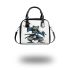 Cartoon drawing of an anthropomorphic frog samurai holding shoulder handbag