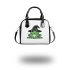 Cartoon green frog wearing black witch hat shoulder handbag