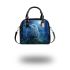 Cartoon owl in the moonlight cute baby blue eyes shoulder handbag