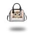 Cartoon owl with a pink bow on its head shoulder handbag