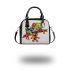 Cartoon tattoo design of a red eyed tree frog sitting on branch shoulder handbag