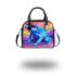 Colorful blue frog simple lines rainbow colors shoulder handbag