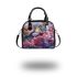Colorful butterfly perched blooming roses shoulder handbag