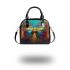 Colorful butterfly with feathers on its wings shoulder handbag