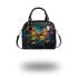 Colorful butterfly with feathers on its wings shoulder handbag