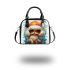 Colorful canine style dog in hat and sunglasses shoulder handbag