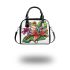 Colorful cartoon tree frog with lily flower shoulder handbag