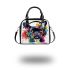 Colorful cute french bulldog with headphones shoulder handbag