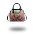 Colorful cute frog in the style of mesmerizing optical illusions shoulder handbag