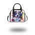 Colorful drawing of an adorable border collie shoulder handbag