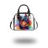 Colorful realistic yorkshire terrier portrait shoulder handbag