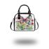 Colorful watercolor beautiful butterfly among flowers shoulder handbag