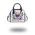 Colorful watercolor beautiful butterfly among flowers shoulder handbag