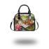 cool frog with music notes and violin and lotus flower Shoulder Handbag