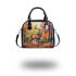 Create an illustration of the majestic deer shoulder handbag