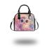 Cute baby owl with big eyes pink and purple colors shoulder handbag