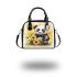 Cute baby panda with sunflowers on a yellow shoulder handbag