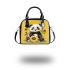 Cute baby panda with sunflowers on a yellow shoulder handbag