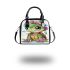 Cute baby turtle with colorful flowers on its shell shoulder handbag