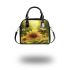 Cute bee sits on the petals of sunflowers shoulder handbag