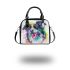 Cute border collie dog in colorful ink wash style shoulder handbag