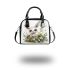 Cute cartoon baby bunny with big eyes sitting shoulder handbag