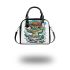 Cute cartoon frog eating ramen shown in a full body shot shoulder handbag