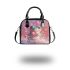 Cute cartoon frog holding a pink heart shoulder handbag