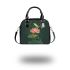 Cute cartoon frog jumping on top of a pink lotus flower shoulder handbag