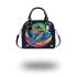 Cute cartoon frog on the moon psychedelic rainbow colors shoulder handbag