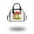 Cute cartoon frog sitting under an amanita muscaria mushroom shoulder handbag