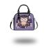 Cute cartoon owl sitting on a branch shoulder handbag