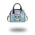 Cute cartoon owl with pink bow on head shoulder handbag