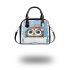 Cute cartoon owl with pink bow on head shoulder handbag