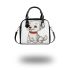 Cute cartoon puppy sitting with red collar shoulder handbag