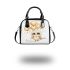 Cute chibi owl with gold heart shaped balloons shoulder handbag