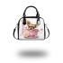 Cute chihuahua puppy inside a pink teacup with candy hearts shoulder handbag