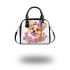 Cute corgi puppy with pink roses and butterflies shoulder handbag